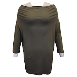 Dries Van Noten-Dries Van Noten Off-Shoulder Minikleid aus olivfarbener Baumwolle-Grün