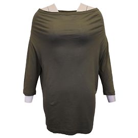Dries Van Noten Off-Shoulder Minikleid aus olivfarbener Baumwolle Grün