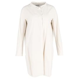 Jil Sander-Vestido de gola Jil Sander em algodão marfim-Branco,Cru