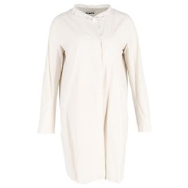 Jil Sander Collared Dress in Ivory Cotton White Cream