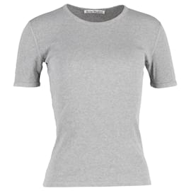 Acne-Acne Studios T-shirt côtelé ajusté en coton gris-Gris