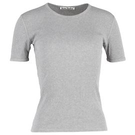 Camiseta ajustada de canalé de algodón gris de Acne Studios Gris