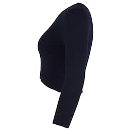 Acne-ACNE STUDIOS 3/4 Sleeve Cropped Sweater in Navy Blue Wool-Blue,Navy blue