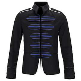 Valentino Garavani-Valentino Dragon Embroidery Military Jacket in Black Cotton-Black