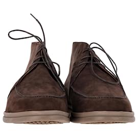 Loro Piana-Loro Piana Urban Walk Lace-Up Boots in Brown Suede-Brown