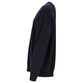 Jil Sander-Jil Sander Harmony Crewneck Sweater in Navy Blue Wool-Navy blue