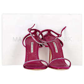 Manolo Blahnik-Manolo Blahnik Crinastra 105mm Sandálias com tiras em cetim rosa-Rosa