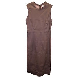 Iris & Ink Robe Midi Stretch Carrie en Cuir Marron Marron