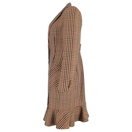 Altuzarra-Altuzarra Plaid Single-Breasted Coat in Brown Cotton-Brown