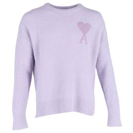 Ami Paris Logo-Pullover aus lila Wolle Lila