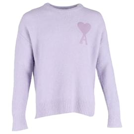 Ami-Ami Paris Logo Sweater in Purple Wool-Purple