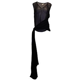 Top sem mangas Dries Van Noten em algodão de seda preto Preto