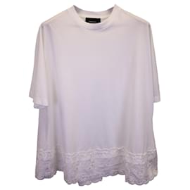 Simone Rocha-Simone Rocha T-shirt bordé de dentelle en coton blanc-Blanc