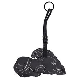 Valentino Garavani Valentino Panther Bag Charm in Black Leather Black