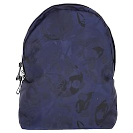 Alexander Mcqueen-Alexander McQueen Skull Backpack in Navy Blue Jacquard-Blue