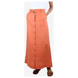 Lisa Marie Fernandez-Orange linen belted maxi skirt - size UK 6-Orange