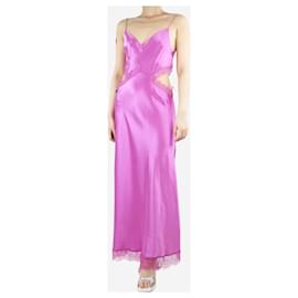 Autre Marque-Pink silk lace-trimmed cutout midi dress - size M-Pink