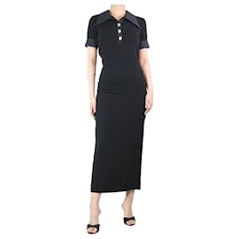 Alessandra Rich-Black bejewelled-button maxi dress - size UK 10-Black
