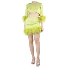 Autre Marque-Top corto y minifalda de plumas de avestruz verde - talla UK 8-Verde