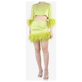 Autre Marque-Top corto y minifalda de plumas de avestruz verde - talla UK 8-Verde