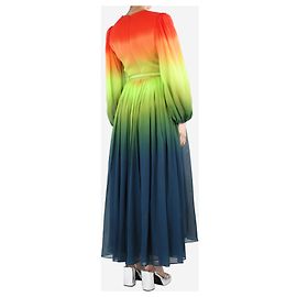 Elie Saab Vestido largo de seda multicolor - talla UK 10 Multicolor