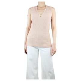 Chanel-Pink sleeveless ribbed knit top - size UK 8-Pink