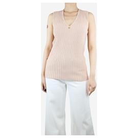 Chanel-Pink sleeveless ribbed knit top - size UK 8-Pink