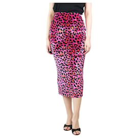 Emilio Pucci-Pink leopard-print velvet midi skirt - size M-Pink
