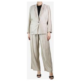 Forte Forte-Cream striped blazer and wide-leg trousers set - size-Cream