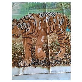 Sciarpa Hermès in seta Tigre del Bengala 90x90 Multicolore