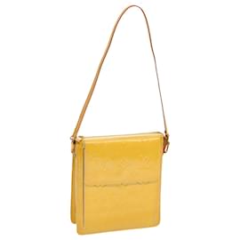 Louis Vuitton-Bolso LOUIS VUITTON Monogram Vernis Motto Amarillo lima M91059 LV Auth 69859-Dorado