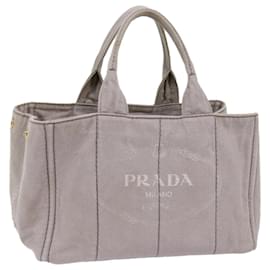 Prada-PRADA Canapa MM Hand Bag Canvas Gray Auth mr062-Grey