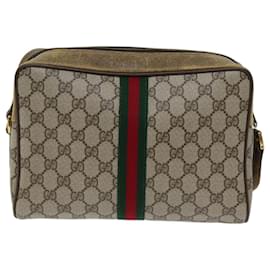 Gucci-Bolsa de ombro GUCCI GG Canvas Web Sherry Line PVC Bege Verde Vermelho Autenticação11376-Vermelho,Bege,Verde