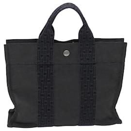 Hermès-HERMES Her Line PM Tote Bag Canvas Gray Auth bs13200-Grey