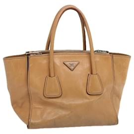 Prada-PRADA Hand Bag Leather Brown Auth yk11371-Brown