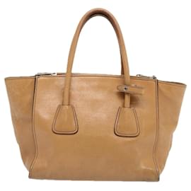 Prada-PRADA Hand Bag Leather Brown Auth yk11371-Brown