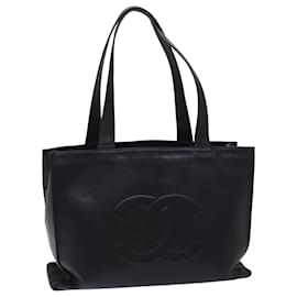 Chanel-CHANEL Big COCO Mark Tote Bag Cuir Noir CC Auth ep3903-Noir