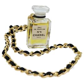 Chanel-CHANEL Perfume Necklace Gold CC Auth ar11607b-Golden