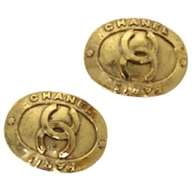 Chanel-CHANEL Earring Gold CC Auth am5967-Golden