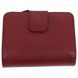 Prada-Carteira PRADA Bifold Couro Safiano Vermelho Auth ep3880-Vermelho