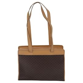 Céline-CELINE Macadam Canvas Tote Bag PVC Leather Brown Auth ep3734-Brown
