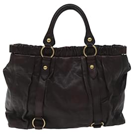 Miu Miu-Miu Miu Hand Bag Leather Brown Auth yk11472-Brown