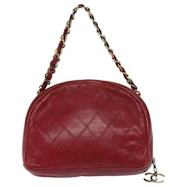 Chanel-CHANEL Bicolole Chain Handtasche Leder Rot CC Auth bs13112-Rot