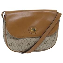 Christian Dior-Christian Dior Borsa a tracolla in tela a nido d'ape Pelle PVC Beige Auth ep3713-Beige