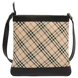 Burberry-BURBERRY Nova Check Shoulder Bag Canvas Beige Auth 69963-Beige