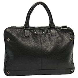 Balenciaga-BALENCIAGA Business Bag Leather Black Auth ep3724-Black