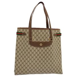 Gucci-GUCCI GG Supreme Web Sherry Line Tote Bag PVC Beige Red 39 02 091 Auth ep3766-Red,Beige