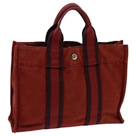 Hermès-HERMES Fourre Tout PM Hand Bag Canvas Red Auth mr029-Red