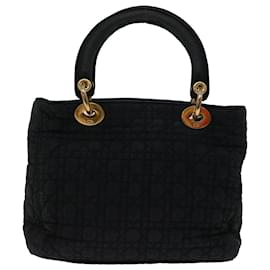 Christian Dior-Christian Dior Lady Dior Canage Hand Bag Nylon Black Auth bs13356-Black