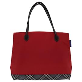 Autre Marque-Burberrys Nova Check Blue Label Hand Bag Nylon Red Black Auth bs13095-Black,Red